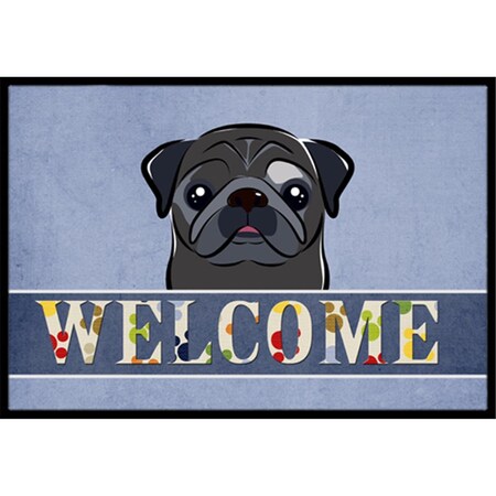 Carolines Treasures Black Pug Welcome Indoor & Outdoor Mat, 24 x 36 in. CA77345